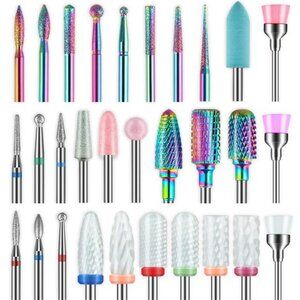 30Pcs Nail Drill Bits,3/32 Inch Ceramic Bits for NailsSets,Diamond Cuticle Efile